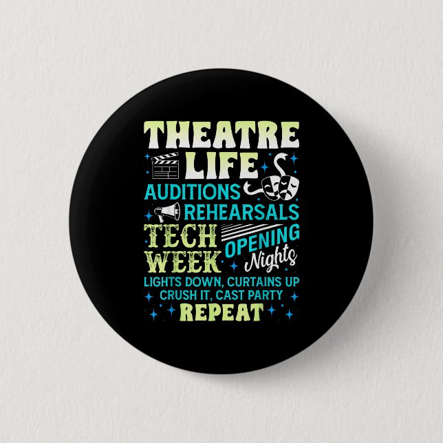 Theatre Nerd Actor Funny Musical Theater Geek Thes Button (Vorderseite)