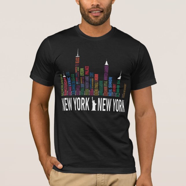 Théâtres de Broadway - T-shirt d'horizon de New (Devant)