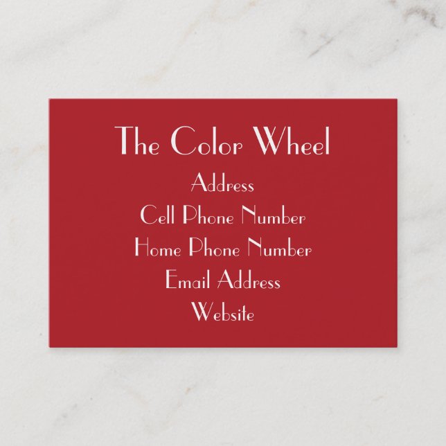TheColorWheel indisches Rot-mollige Visitenkarte (Vorderseite)