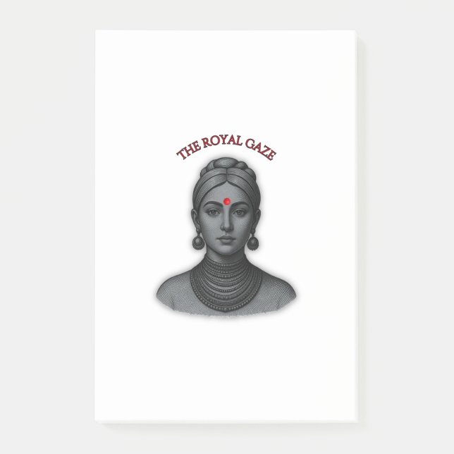 Thee Royal Gaze - Indian Queen Line Art Post-it Klebezettel (Vorderseite)