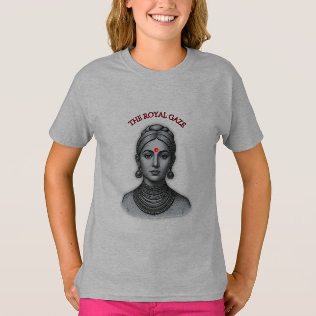 Thee Royal Gaze - Indian Queen Line Art T-Shirt (Vorderseite)