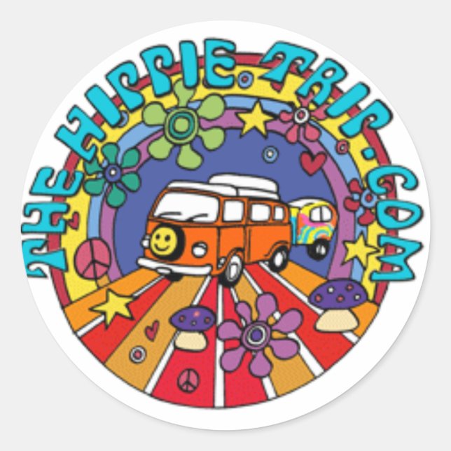 TheHippieTrip.com Runder Aufkleber (Vorderseite)