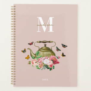 Théière Party Rose Floral & Papillons Monogramme