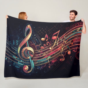 Thema abstrakte künstlerische Musiknoten Fleecedecke