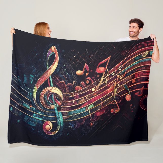 Thema abstrakte künstlerische Musiknoten Fleecedecke (Beispiel)
