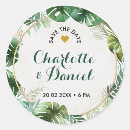 Thema Aquarelldruck | SAVE THE DATE | Hochzeit Runder Aufkleber