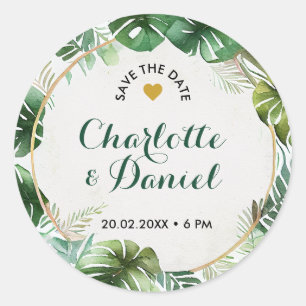 Thema Aquarelldruck   SAVE THE DATE   Hochzeit Runder Aufkleber