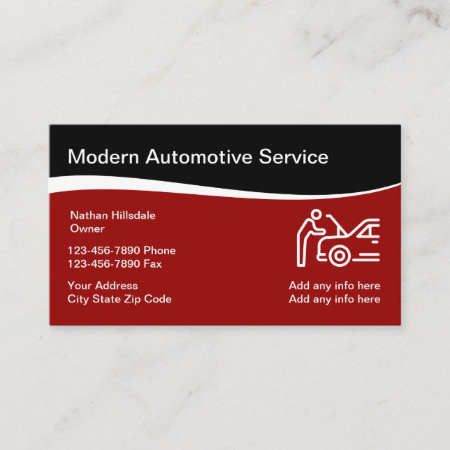 Thema Automobil mit Auto-Reparatur Grafik Visitenkarte (Vorderseite)