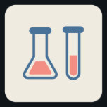 Thema Beaker & Test Tube Science Quadratischer Aufkleber<br><div class="desc">Aufkleber mit niedlichem zeichn eines Reagenzglases und eines Bechers. Ideal für Wissenschaftsarten.</div>