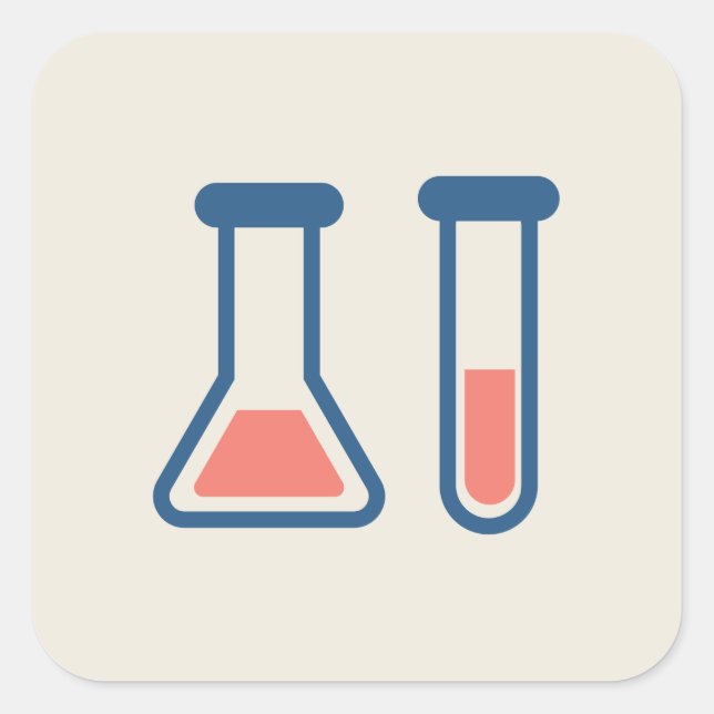 Thema Beaker & Test Tube Science Quadratischer Aufkleber (Vorderseite)