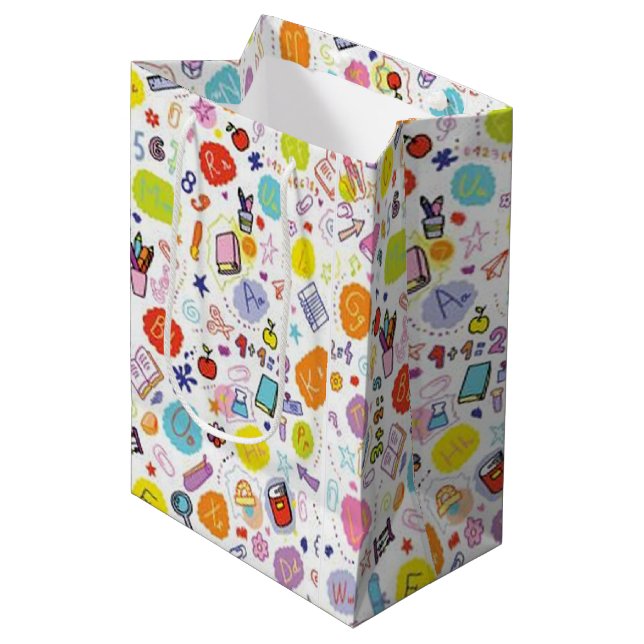 Thema "Bright School" Mittlere Geschenktüte (Vorderseite Schrägansicht)