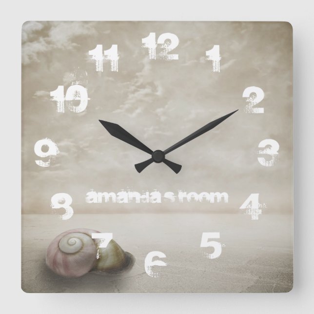 Thema des Fantasy Beach Personalisiert Quadratische Wanduhr (Vorderseite)