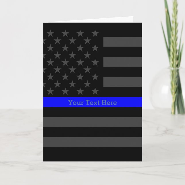 Thema-dünne blaue Linie personalisierte Schwarzes Karte (Vorderseite)