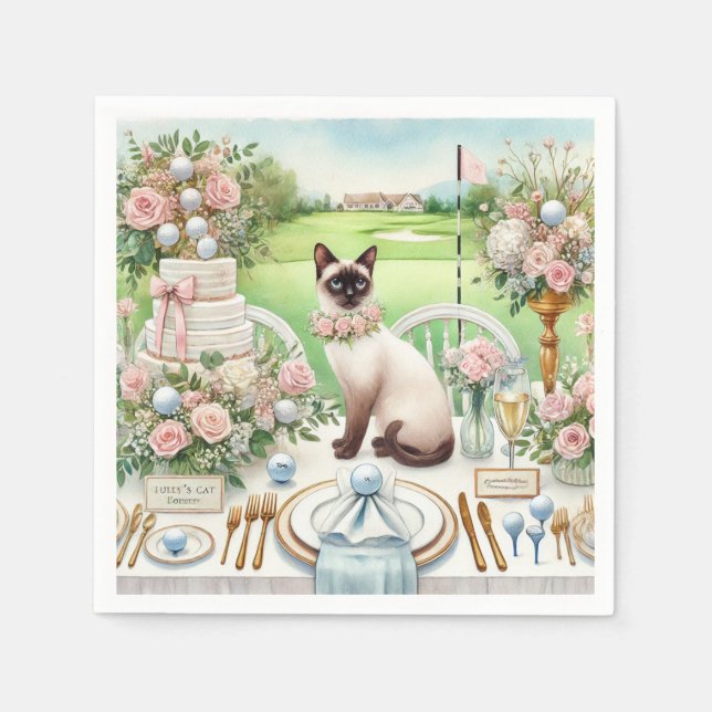 Thema einer Golfhochzeit für Cat Lovers Serviette (Vorderseite)