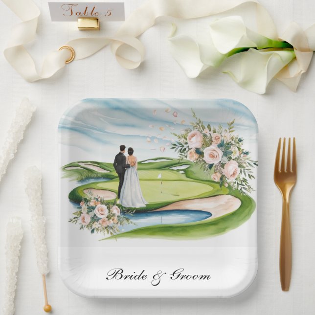 Thema einer Golfhochzeit Pappteller (Hochzeit)