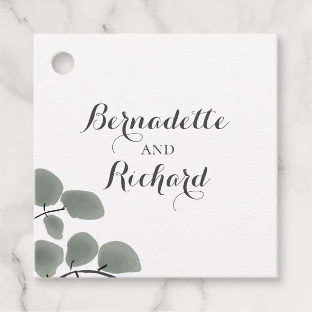 Thema Eukalyptus-Blätter Geschenkanhänger (Vorderseite)