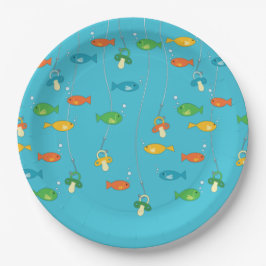 Thema Fischerei Kinderdusche für Fischer Pappteller