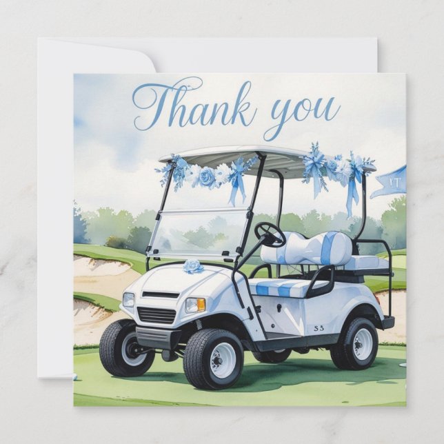 Thema Golf Baby Shower Boy Dankeskarte (Vorderseite)