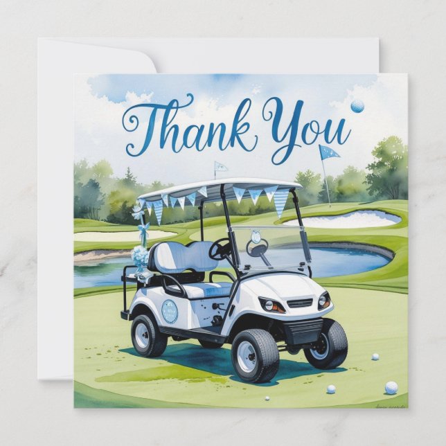Thema Golf Baby Shower Boy Dankeskarte (Vorderseite)