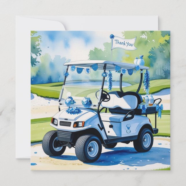 Thema Golf Baby Shower Boy Dankeskarte (Vorderseite)