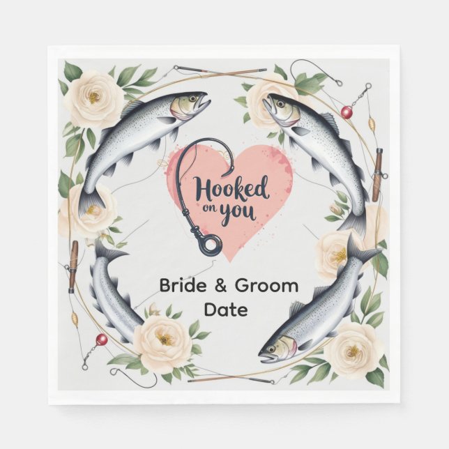 Thema Hochzeitsfischerei für Angelfreunde Serviette (Vorderseite)