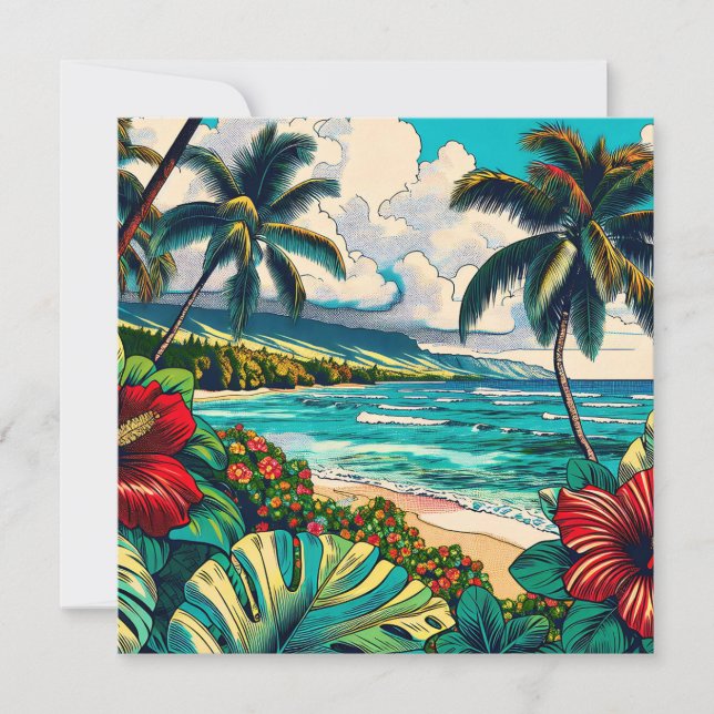 Thema hübsche Hawaiianische Insel | Aloha Mitteilungskarte (Vorderseite)