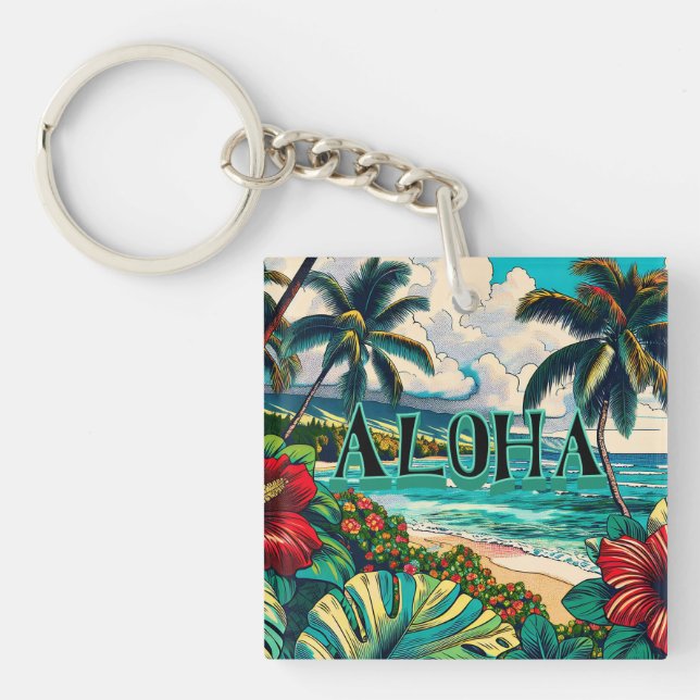 Thema hübsche Hawaiianische Insel Schlüsselanhänger (Vorderseite)