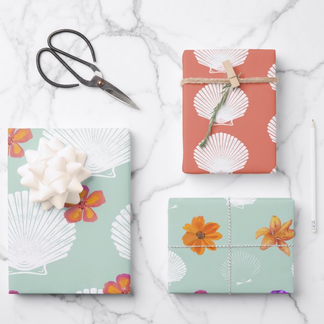 Thema "Muschel" des Party "Küstenstrand" Geschenkpapier Set (Vorderseite)