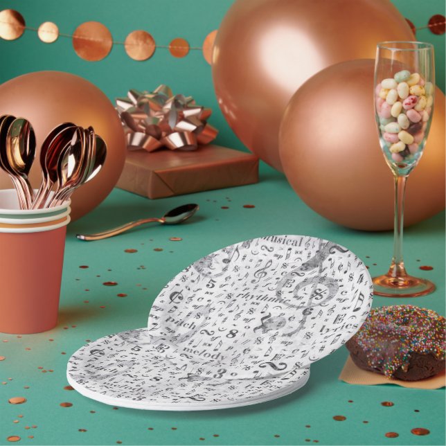 Thema Musiknote-Muster Pappteller (Multi)