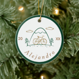 Thema Niedliches Fahrraddesign (grün und braun) Keramik Ornament