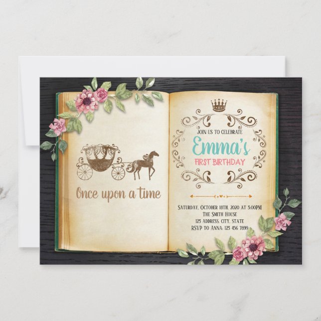 Thema-Party Einladung des alten Buches (Vorderseite)