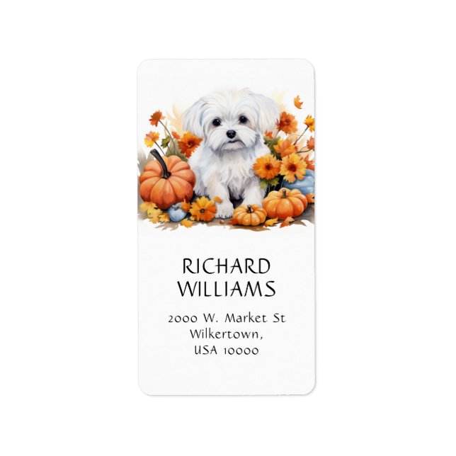 Thema Pumkin & Puppy Fall Adressaufkleber (Vorne)