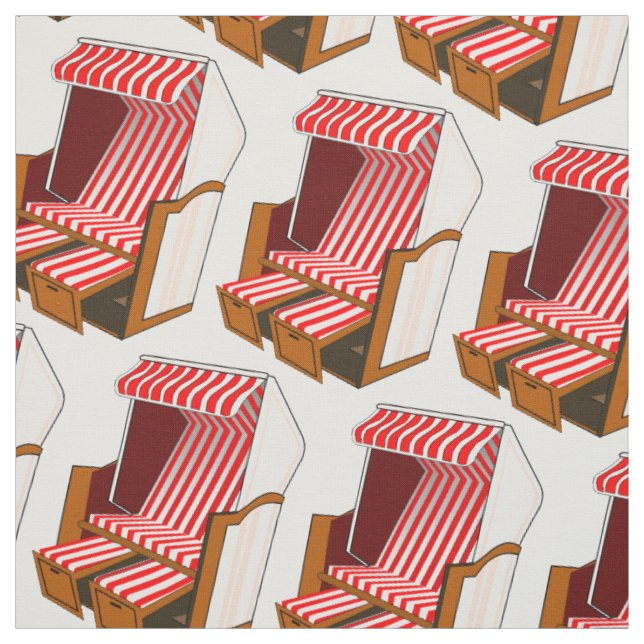 Thema "Red & White Beach Stairs" Stoff (Muster)