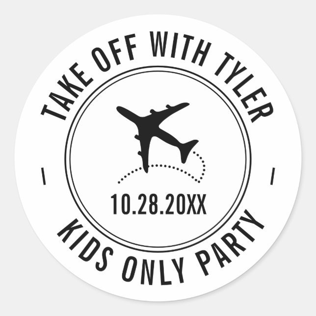 Thema Reisen Personalisiertes Flugzeug Runder Aufkleber (Vorderseite)