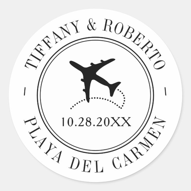 Thema "Reiseplanung" Flugzeug der Hochzeit in Urla Runder Aufkleber (Vorderseite)
