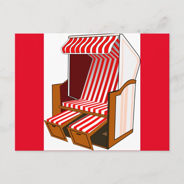 Thema Rot und Weiß Strand Postkarte (Vorderseite)