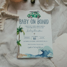 Thema Surfen Kinderdusche Einladung Beach Baby
