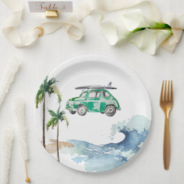 Thema Surfen Kinderdusche Einladung Beach Baby Pappteller