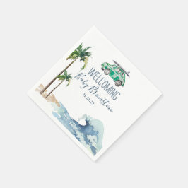 Thema Surfen Kinderdusche Einladung Beach Baby Serviette