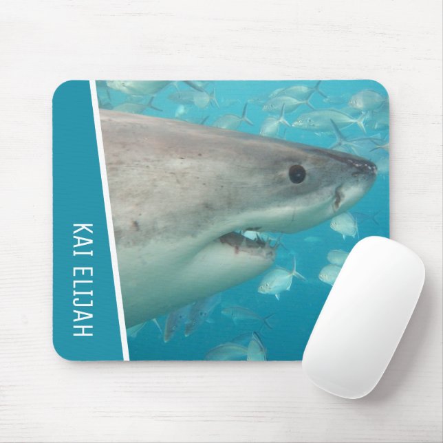 Thema "Weißer Hai und Fisch" Mousepad (Mit Mouse)