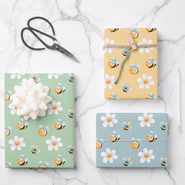 Thème Abeille Joli Enfants Enveloppement Papier (Recto)