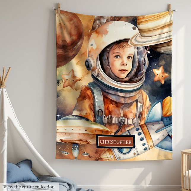 Thème d'astronaute à couverture personnalisée (Personalized Blanket Astronaut Theme

)
