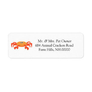 Thème de crabe Adresse de retour Étiquettes Stic