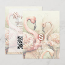 Thème de fête flamant rose, QR Code RSVP