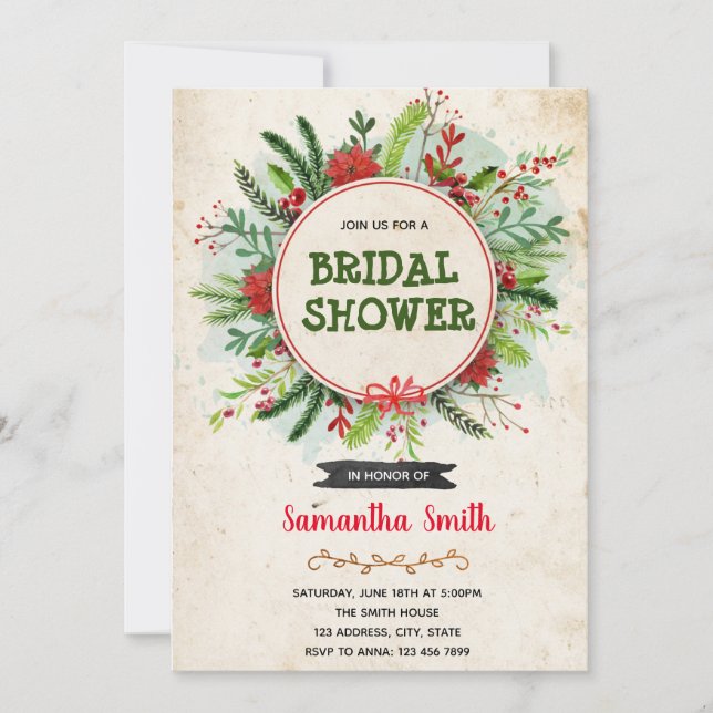 Thème de la couronne de Noël Invitation (Devant)