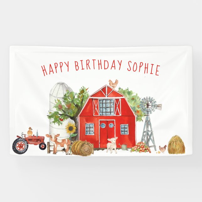 Thème de la ferme Anniversaire de fête Bannière de (Horizontal)