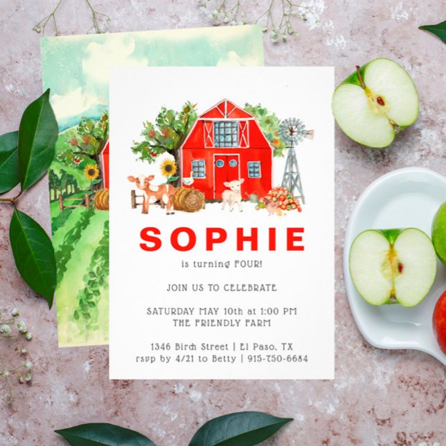 Thème de la ferme | Invitation de fête d'anniversa (Créateur téléchargé)