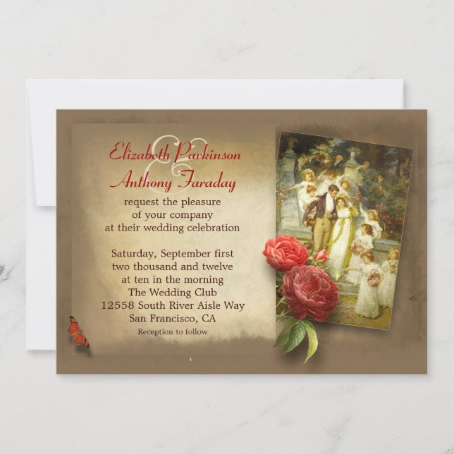 thème de mariage vintage invitations personnalisée (Devant)