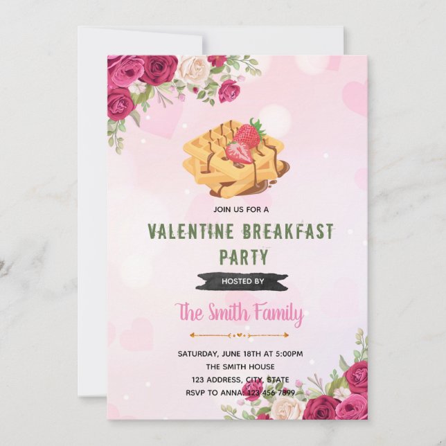 Thème de petit-déjeuner Valentine Invitation (Devant)