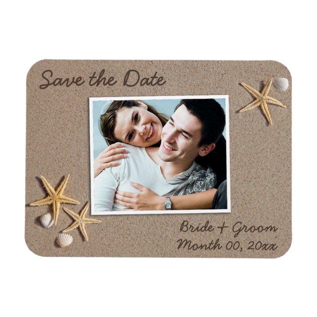 Thème de plage Enregistrer la date Photo Magnets (Horizontal)